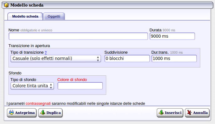 nuovo modello scheda